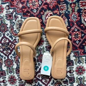 NWT A New Day two-strap tan sandals — size 8